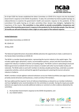 On 8 April 2020 the Senate Established the Select Committee on COVID-19 to Inquire Into the Australian Government's Response to the COVID-19 Pandemic