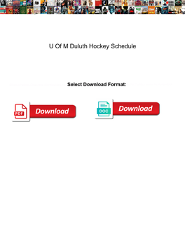 U of M Duluth Hockey Schedule