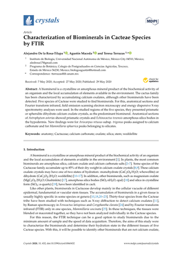 Characterization of Biominerals in Cacteae Species by FTIR