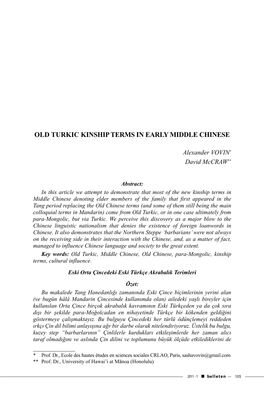 Old Turkic Kinship Terms in Early Middle Chinese