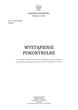 Wystąpienie Pokontrolne