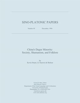 China's Dagur Minority: Society, Shamanism, and Folklore
