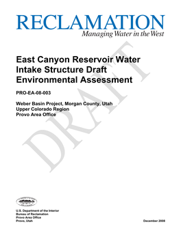 East Canyon Reservoir Water Intake Structure Draft Environmental Assessment