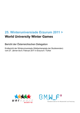 25. Winteruniversiade Erzurum 2011 &gt; World University Winter Games