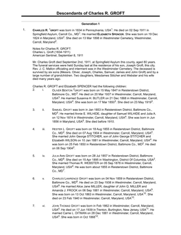 Genealogy of the Groft Family