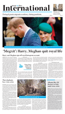 'Megxit': Harry, Meghan Quit Royal Life