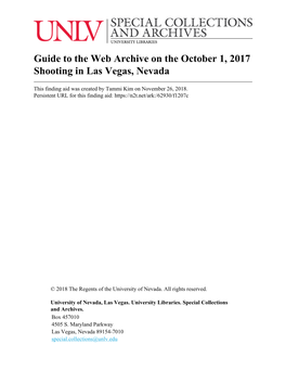 Guide to the Web Archive on the October 1, 2017 Shooting in Las Vegas, Nevada