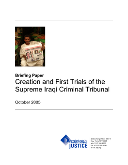 Creation and First Trials of the Supreme Iraqi Criminal Tribunal