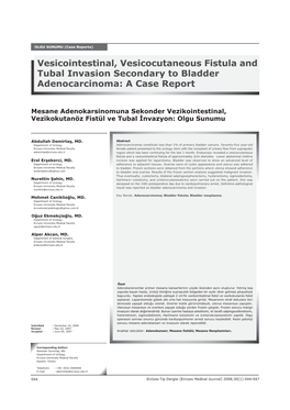 Vesicointestinal, Vesicocutaneous Fistula and Tubal Invasion Secondary to Bladder Adenocarcinoma: a Case Report