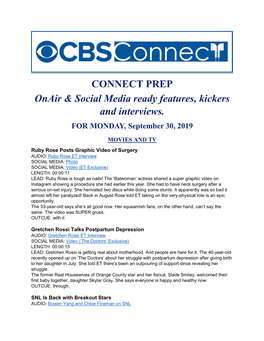 CONNECT PREP Onair & Social Media Ready Features, Kickers And