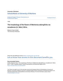 The Morphology of the Flower of Mertensia Oblongifolia Var