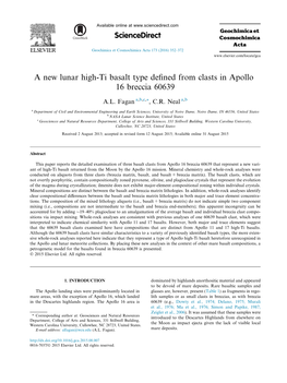 A New Lunar High-Ti Basalt Type Defined from Clasts in Apollo 16