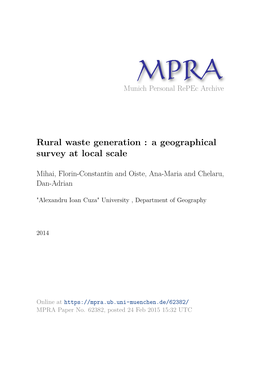 Rural Waste Generation : a Geographical Survey at Local Scale