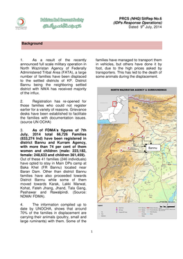 PRCS (NHQ) Sitrep No.6 (Idps Response Operations) Dated 9Th July, 2014