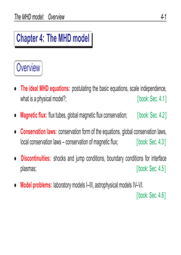 MHD Equations: Postulating the Basic Equations, Scale Independence, • What Is a Physical Model?; [ Book: Sec