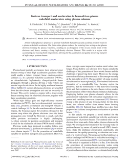 Positron Transport and Acceleration in Beam-Driven Plasma Wakefield Accelerators Using Plasma Columns