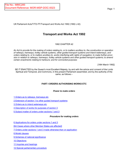 Transport and Works Act 1992 (1992 C 42)