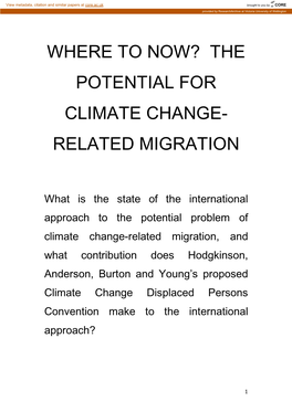 The Potential for Climate Change- Related Migration