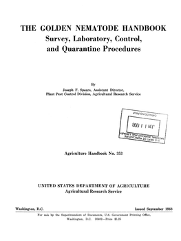 THE GOLDEN NEMATODE HANDBOOK Survey, Laboratory, Control, and Quarantine Procedures