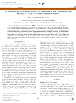 The N-Terminal Half of the Brome Mosaic Virus 1A Protein Has RNA Capping-Associated Activities: Specificity for GTP and S-Adenosylmethionine