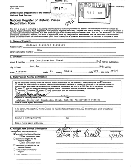 National Register of Historic Places Continuation Sheet MID TOWN HISTORIC DISTRICT Mobile Section Number Page Mobile County, AL