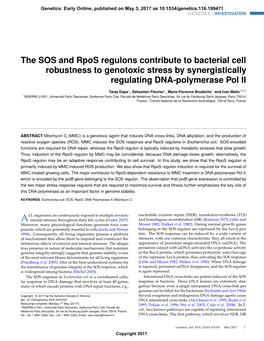 The SOS and Rpos Regulons Contribute to Bacterial Cell Robustness to Genotoxic Stress by Synergistically Regulating DNA-Polymerase Pol II