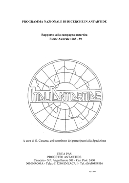 Programma Nazionale Di Ricerche in Antartide