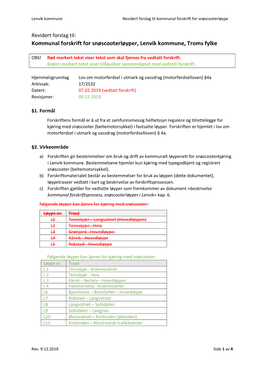Kommunal Forskrift for Snøscooterløyper, Lenvik Kommune, Troms Fylke