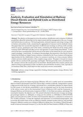 Analysis, Evaluation and Simulation of Railway Diesel-Electric and Hybrid Units As Distributed Energy Resources