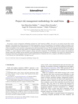 Project Risk Management Methodology for Small Firms