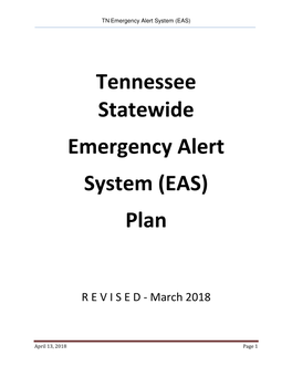 Tennessee Statewide Emergency Alert System (EAS) Plan