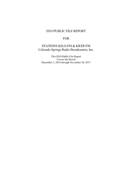 Eeo Public File Report for Stations Kilo-Fm & Krxp-Fm