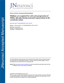 Midkine-A Is Required for Cell Cycle Progression of Müller Glia Glia