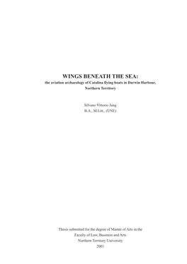 WINGS BENEATH the SEA: the Aviation Archaeology of Catalina Flying Boats in Darwin Harbour, Northern Territory