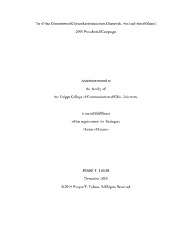 The Cyber Dimension of Citizen Participation on Ghanaweb: an Analysis of Ghana's 2008 Presidential Campaign