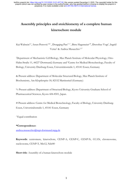 Assembly Principles and Stoichiometry of a Complete Human Kinetochore Module