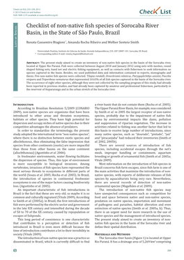 Checklist of Non-Native Fish Species of Sorocaba River Basin, in the State