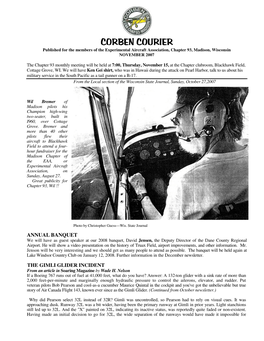 CORBEN COURIER Published for the Members of the Experimental Aircraft Association, Chapter 93, Madison, Wisconsin NOVEMBER 2007