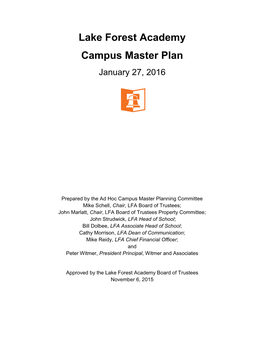 Lake Forest Academy Campus Master Plan January 27, 2016