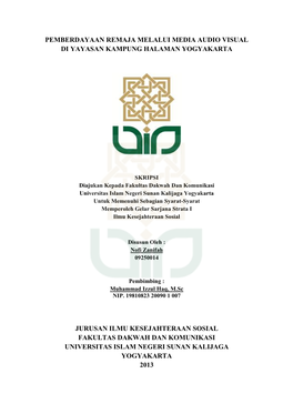 Pemberdayaan Remaja Melalui Media Audio Visual Di Yayasan Kampung Halaman Yogyakarta