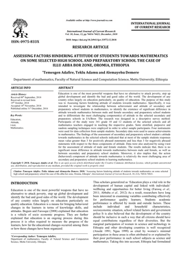 Assessing Factors Hindering Attitu on Some Selected High School a Illu Abba Bor Zo Research Article Rs Hindering Attitude Of