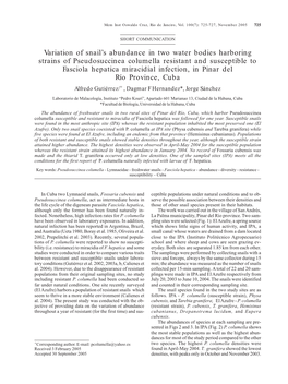 Variation of Snail's Abundance in Two Water Bodies Harboring Strains Of