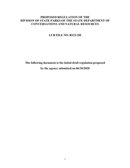 Proposed Regulation of the Division of State Parks of the State Department of Conversations and Natural Resources