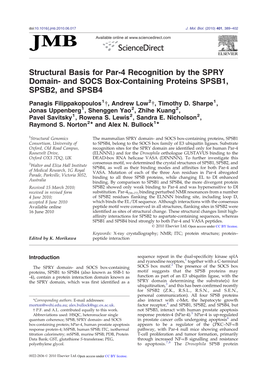 Structural Basis for Par-4 Recognition by the SPRY Domain- and SOCS Box-Containing Proteins SPSB1, SPSB2, and SPSB4