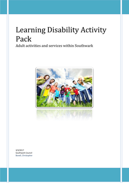 Learning Disability Activity Pack Adult Activities and Services Within Southwark
