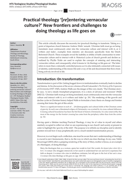 Practical Theology '[Re]Entering Vernacular Culture?' New Frontiers