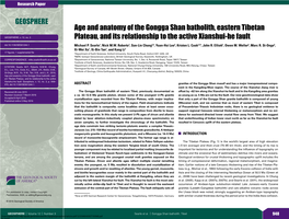 Age and Anatomy of the Gongga Shan Batholith, Eastern Tibetan Plateau