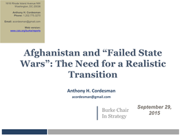 Failed State Wars”: the Need for a Realistic Transition