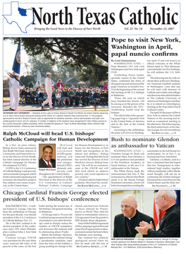 Pope to Visit New York, Washington in April, Papal Nuncio Confirms