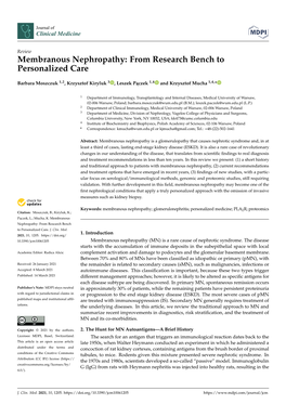Membranous Nephropathy: from Research Bench to Personalized Care